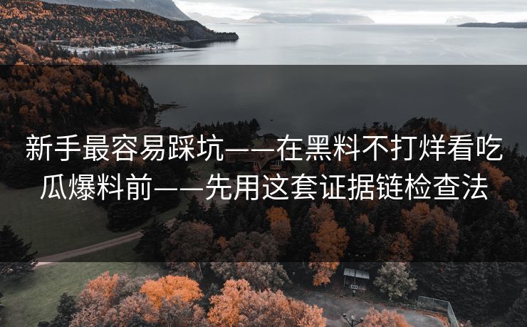 新手最容易踩坑——在黑料不打烊看吃瓜爆料前——先用这套证据链检查法