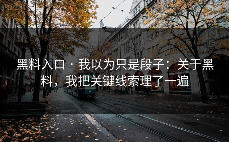 黑料入口 · 我以为只是段子：关于黑料，我把关键线索理了一遍