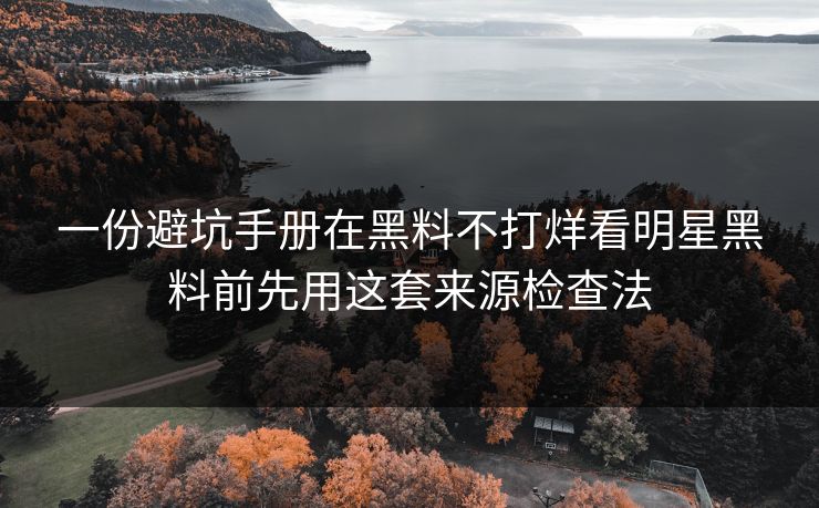 一份避坑手册在黑料不打烊看明星黑料前先用这套来源检查法